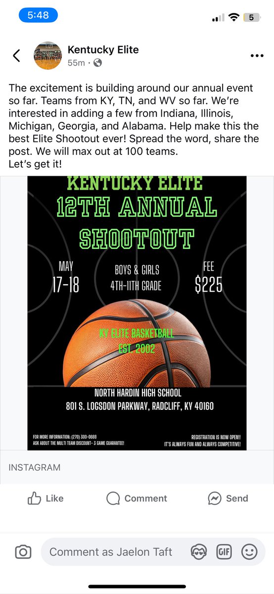If you guys need aau tournament to play lets us know asap?