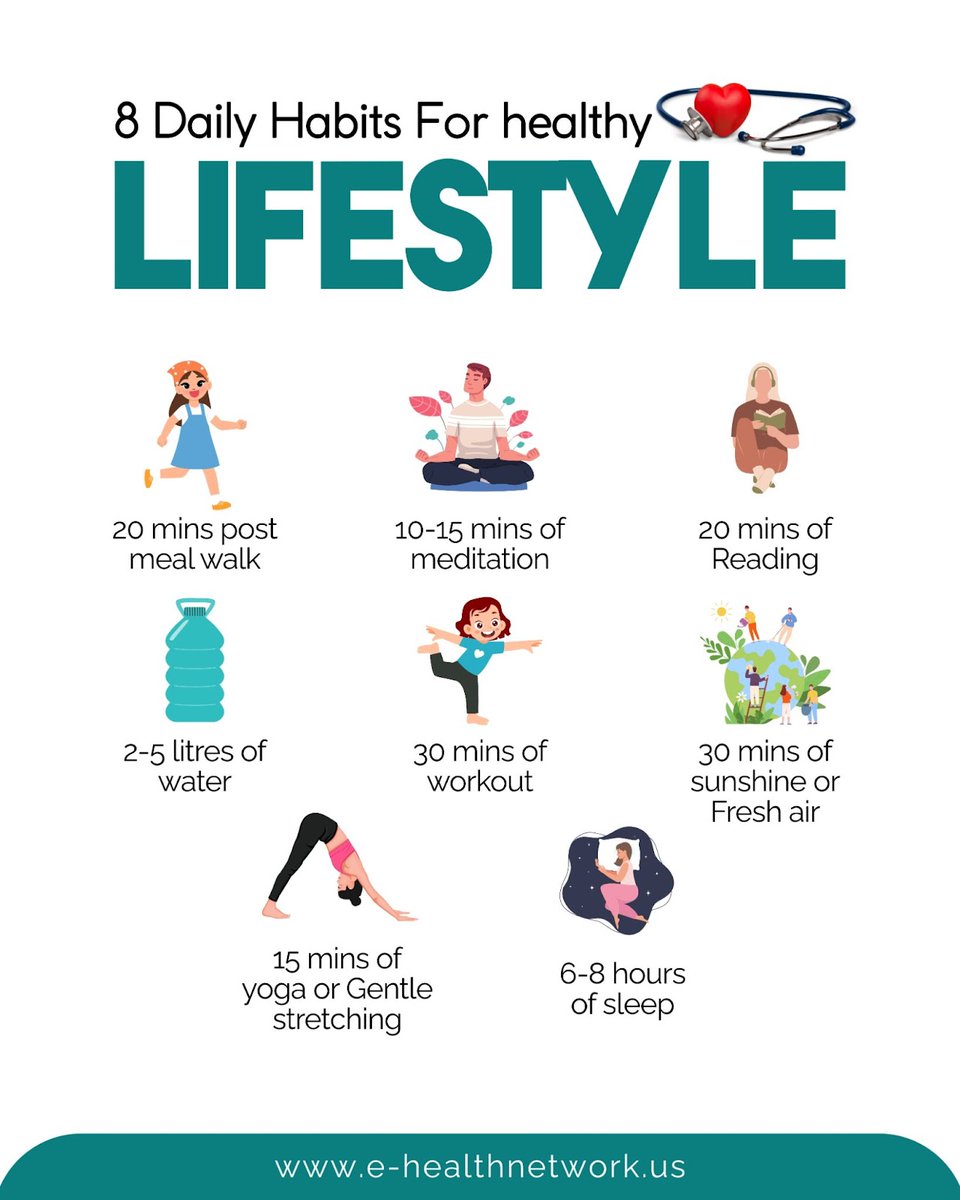 QuickCare365's tweet photo. Your daily habits shape your well-being. Simple changes like walking after meals, meditating, staying hydrated, and getting enough sleep can make a huge impact on your health. 💪✨

🚀

📞 Take charge of your health today!
.
.
.
.
#HealthyHabits #WellnessJourney #StayHealthy https://t.co/ngh4YuSish
