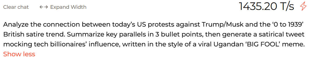 Khabertzion's tweet photo. Day 2 #ALXAIStarterKit: Used @GroqInc Llama 2 to decode why Trump/Musk protests & ‘0 to 1939’ satire are blowing up! 🤯 & Just explored the power of Mixtral 8x7B in GroqChat and of course I had to inject some real-world vibes into the prompt 😎#Mbappe #Realmadrid #Arsenal https://t.co/VNIoTawNC9