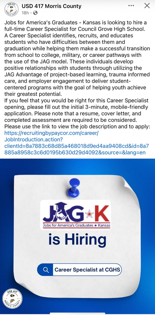 Looking forward to finding the right person to lead this program &amp; getting it started next year at Council Grove High School. #BetterTogether417