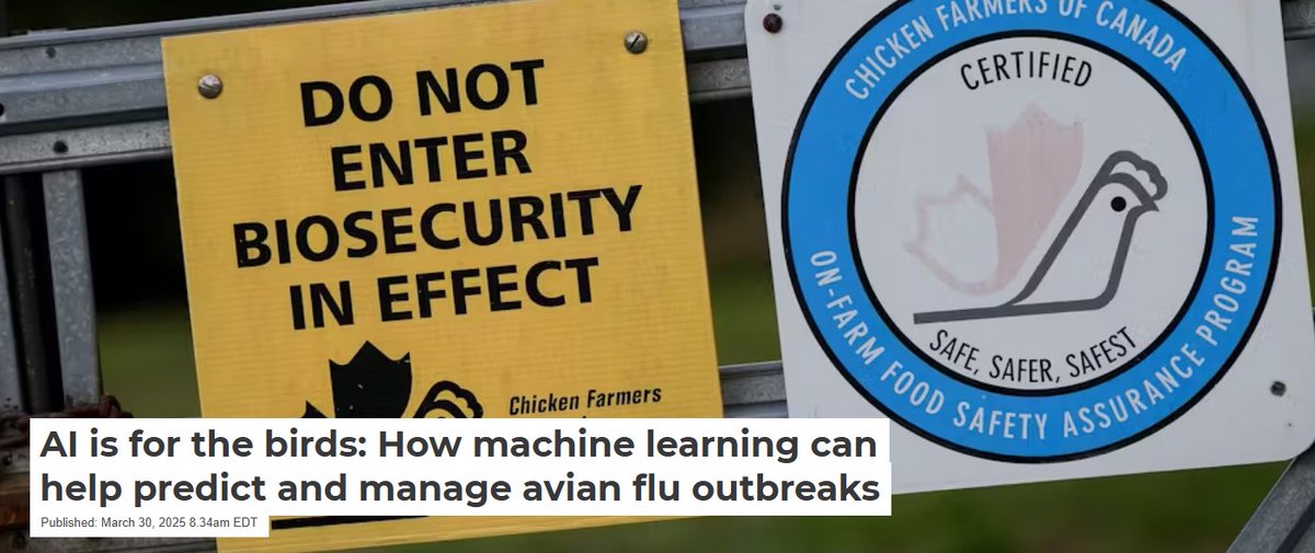 One Health - U of Guelph (@onehealthuofg) on Twitter photo In this <a href="/ConversationCA/">The Conversation Canada</a> article, U of Guelph's <a href="/RozitaDara/">Rozita Dara</a> reports on the role of AI in detecting avian influenza outbreaks.
AI can analyze vast amounts of information to detect patterns, anomalies and relationships humans cannot see in real-time: theconversation.com/ai-is-for-the-… In this <a href="/ConversationCA/">The Conversation Canada</a> article, U of Guelph's <a href="/RozitaDara/">Rozita Dara</a> reports on the role of AI in detecting avian influenza outbreaks.
AI can analyze vast amounts of information to detect patterns, anomalies and relationships humans cannot see in real-time: theconversation.com/ai-is-for-the-…