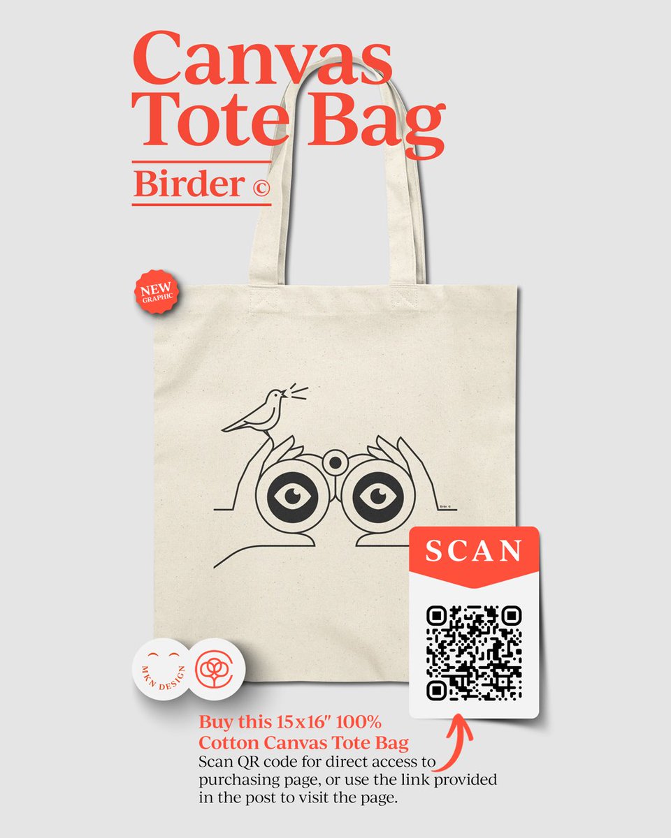 Introducing the Shutterbug &amp; Birder Canvas Totes. Perfect for carrying your essentials. Made from 100% sustainable cotton and features minimalist illustrations that celebrate everyday curiosities. Scan the QR code or hit the link in bio to grab yours on <a href="/cottonbureau/">Cotton Bureau ➡️ cottonbureau.com on Bluesky</a>
today!