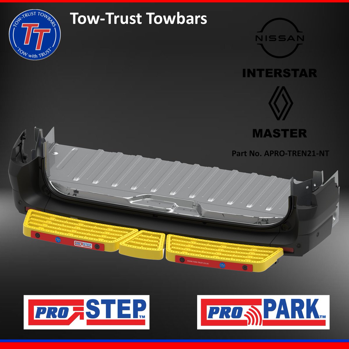 🚨 New Product Launch 🚨 

We Are Excited To Announce The Launch Of Our PRO-STEP &amp; PRO-PARK Kits for the All New Nissan Interstar &amp; Renault Master

(TREN21 Towbar Coming Soon) 

#TTT #TowTrust #TowingTheNation #TowWithTrust #Vanlife #Holiday #Towbar #NewRelease #Nissan #Renault