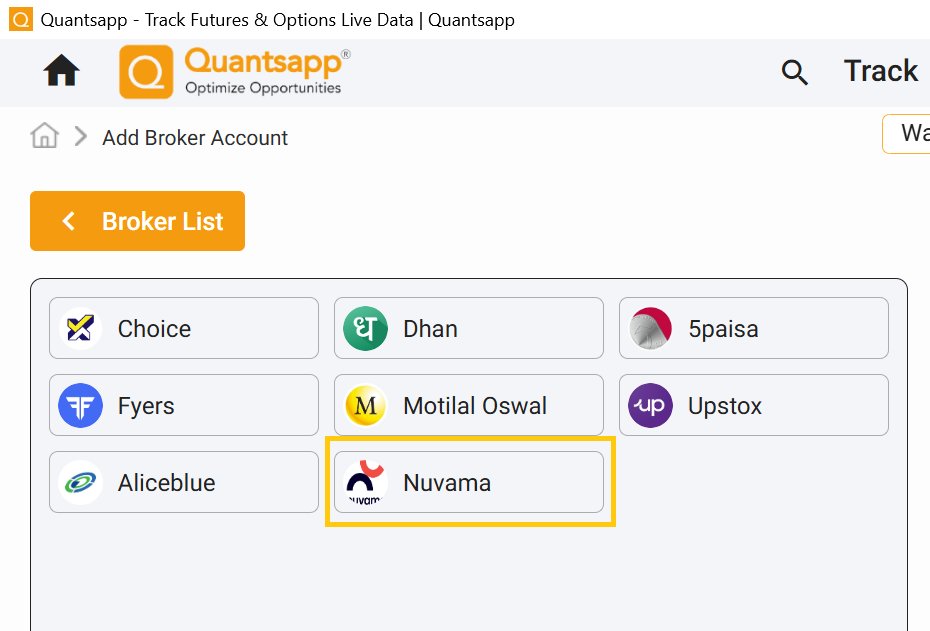 #BrokerAddition
<a href="/Nuvama_Wealth/">Nuvama Wealth</a> is now live on <a href="/quantsapp/">Quantsapp</a> 
use over 125 Options Trading Analytics and trade natively in your nuvama account.
Web: web.quantsapp.com
Mobile: app.quantsapp.com/sr