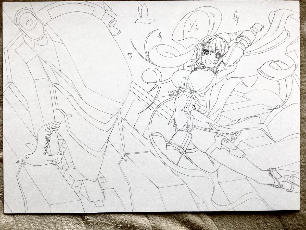 #皆さん線画と塗った後を見せてください 
作画途中でも良いのでしたら。 
