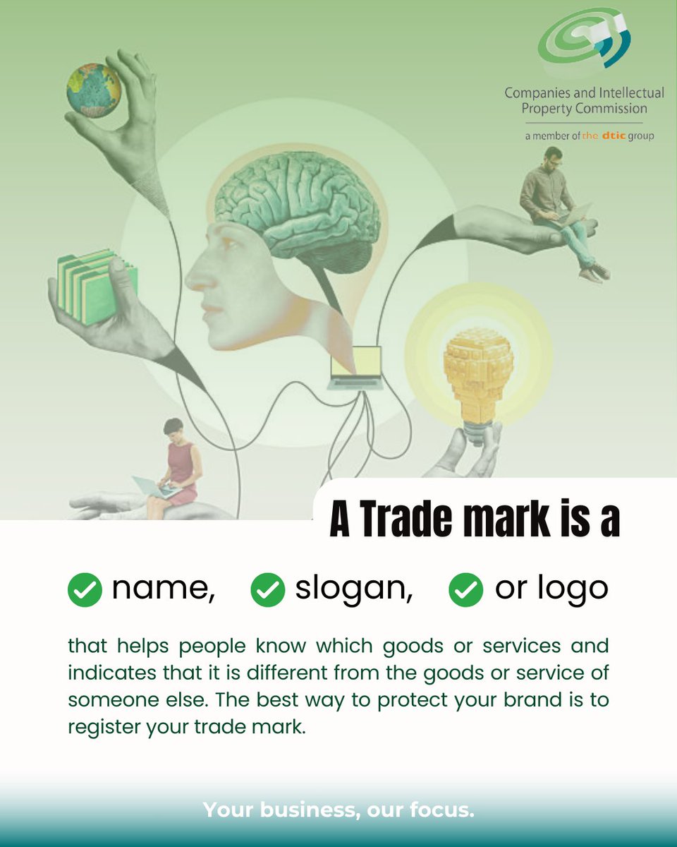 theCIPC's tweet photo. Your brand is your power, and protecting it starts with knowing your rights. 💼✨

This #CIPCIPAwarenessMonth, we’re encouraging entrepreneurs, creatives and innovators to explore the world of intellectual property, starting with trademarks.

Whether you're building something new or already established, there’s always more to discover. 📚

Follow the hashtag #CIPCIPAwarenessMonth and take the first step in securing what makes your brand unique.

#CIPC #IP #TradeMark #Innovation #Inventions #Entrepreneurship #BusinessTips #CreativeIndustry #ProtectYourIdeas #IPMonth