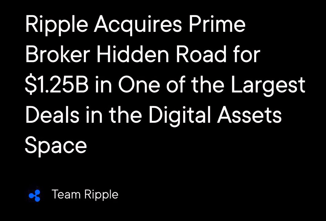 AbsGEC's tweet photo. JUSG IN: 🇺🇸 RIPPLE $XRP TO ACQUIRE PRIME BROKER ‘HIDDEN ROAD’ FOR $1.25 BILLION! 

Ripple will inject billions of dollars of capital to provide immediate scale and satisfy the demand for Hidden Road's prime brokerage, clearing and financing platform

$RLUSD becomes the first stablecoin to enable efficient cross-margining between digital assets and traditional markets, reinforcing its position as a premium enterprise-grade USD-backed stablecoin

Hidden Road to migrate post-trade activity across $XRP Ledger (XRPL) demonstrating its potential as the go-to blockchain for institutional decentralized finance!