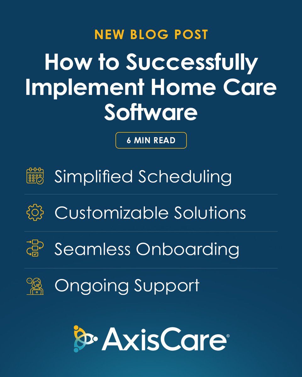 AxisCareUS's tweet image. Switching systems shouldn’t mean added stress. Learn how AxisCare helps agencies implement new software with ease.
📖 : bit.ly/44hayCx
#ImplementationSupport #HomeCareSolutions #SmoothTransition