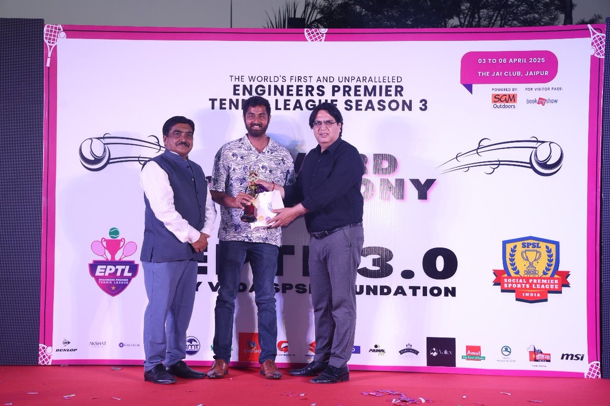 icfindrlys's tweet photo. Prithvi rocks at Engineers Premiere Tennis League!

Shri S. Prithvi of ICF participated in Engineers Premier Tennis League at Jaipur last week. He won both Men’s Singles and Doubles titles. He was awarded the Star Player of the Tournament.
#Tennis https://t.co/2iRx5W23y5