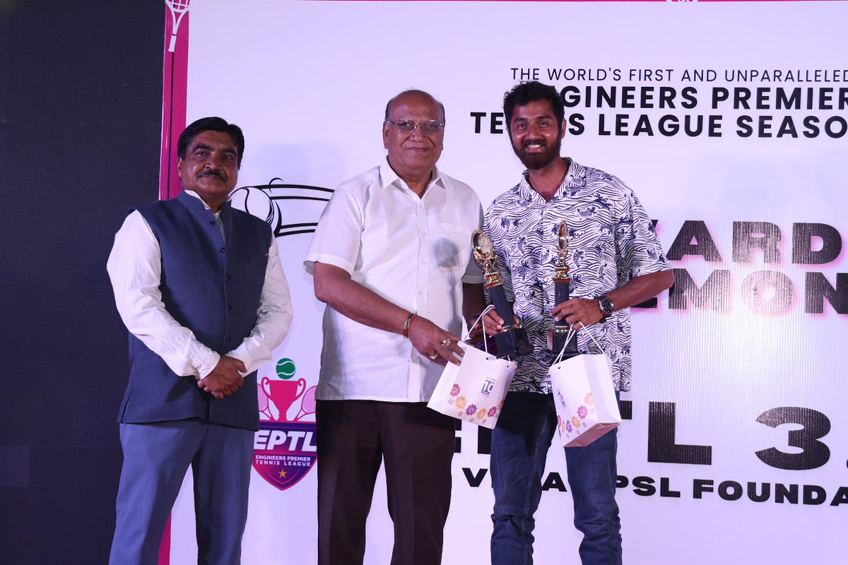 icfindrlys's tweet photo. Prithvi rocks at Engineers Premiere Tennis League!

Shri S. Prithvi of ICF participated in Engineers Premier Tennis League at Jaipur last week. He won both Men’s Singles and Doubles titles. He was awarded the Star Player of the Tournament.
#Tennis https://t.co/2iRx5W23y5