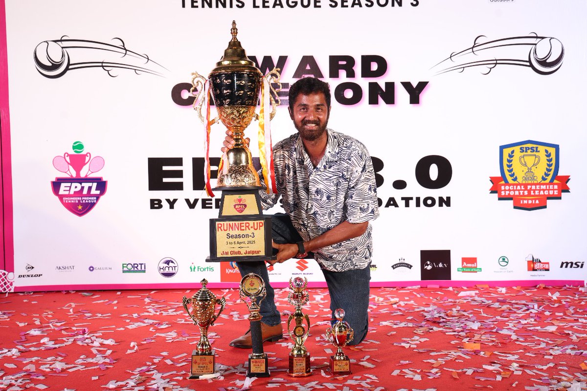 icfindrlys's tweet photo. Prithvi rocks at Engineers Premiere Tennis League!

Shri S. Prithvi of ICF participated in Engineers Premier Tennis League at Jaipur last week. He won both Men’s Singles and Doubles titles. He was awarded the Star Player of the Tournament.
#Tennis https://t.co/2iRx5W23y5