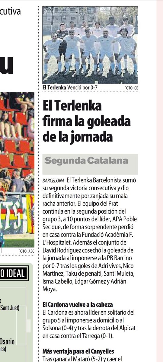 CLUB BARCELONISTA TERLENKA (@cbterlenka) on Twitter photo Gracias por la noticia <a href="/mundodeportivo/">Mundo Deportivo</a> encantados siempre que habléis de nosotros ✍️
Un pequeño matiz para la próxima: somos la Terlenka, no el Terlenka. Un abrazo amigos 🫂
#equipdelpoble Gracias por la noticia <a href="/mundodeportivo/">Mundo Deportivo</a> encantados siempre que habléis de nosotros ✍️
Un pequeño matiz para la próxima: somos la Terlenka, no el Terlenka. Un abrazo amigos 🫂
#equipdelpoble