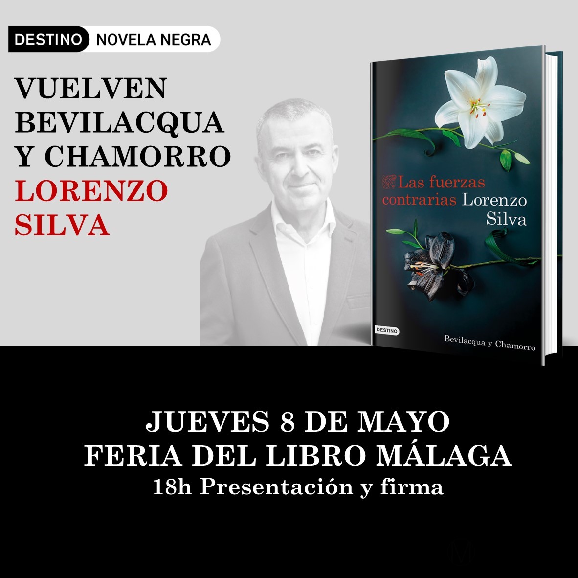 Ediciones Destino (@eddestino) on Twitter photo 🟠 AGENDA 📍Málaga
Un caso único para Bevilacqua y Chamorro. Lorenzo <a href="/VilaSilva/">Lorenzo Silva</a> presenta #lasfuerzascontrarias
📌Jueves 8 de mayo, 18 horas, Feria del Libro de Málaga.
planetadelibros.com/libro-las-fuer… 🟠 AGENDA 📍Málaga
Un caso único para Bevilacqua y Chamorro. Lorenzo <a href="/VilaSilva/">Lorenzo Silva</a> presenta #lasfuerzascontrarias
📌Jueves 8 de mayo, 18 horas, Feria del Libro de Málaga.
planetadelibros.com/libro-las-fuer…