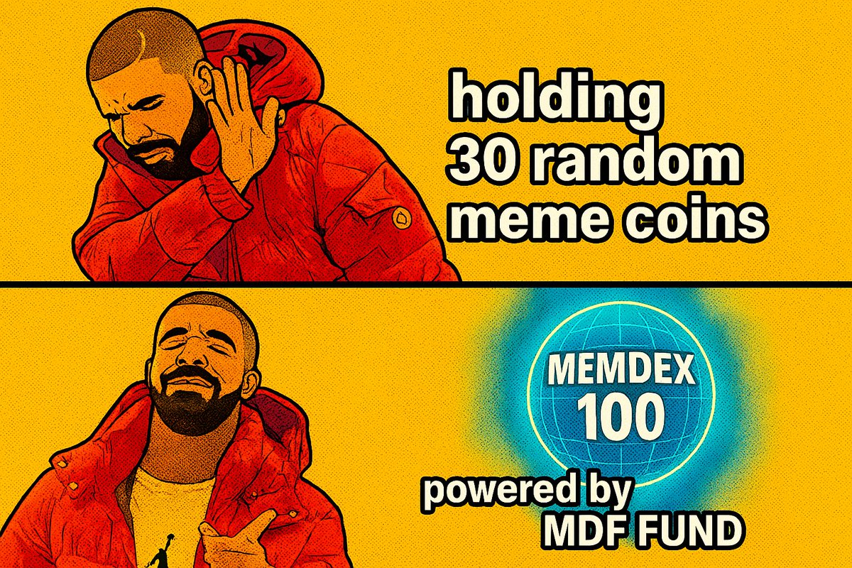 johnnyDL151723's tweet photo. Drake knows whatโs up.
๐ Holding 30 random meme coins = anxiety.
๐ Holding MEMDEX 100 = exposure to the Top 100 Memes, all in one move.
Powered by the unstoppable MDF FUND engine.
No guesswork. Just memeconomy gains.
This is indexing for degens.
#MEMDEX100 #MDFFUND #CryptoMemeIndex #BullishAF