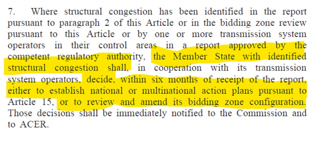 BZR to be published on Apr 28. 
According to Art. 14 electricity regulation, decision to split remains with Member States, though.