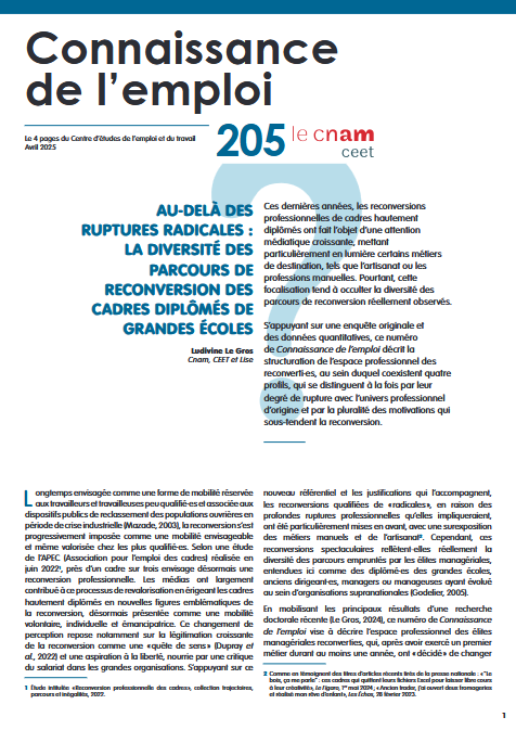 [Ressources] <a href="/CeetEtudes/">CEET | Centre d’études de l'emploi et du travail</a> 
Au-delà des ruptures radicales : la diversité des parcours de reconversion des cadres diplômés de grandes écoles
👇
ceet.cnam.fr/publications/c…
#Formpro