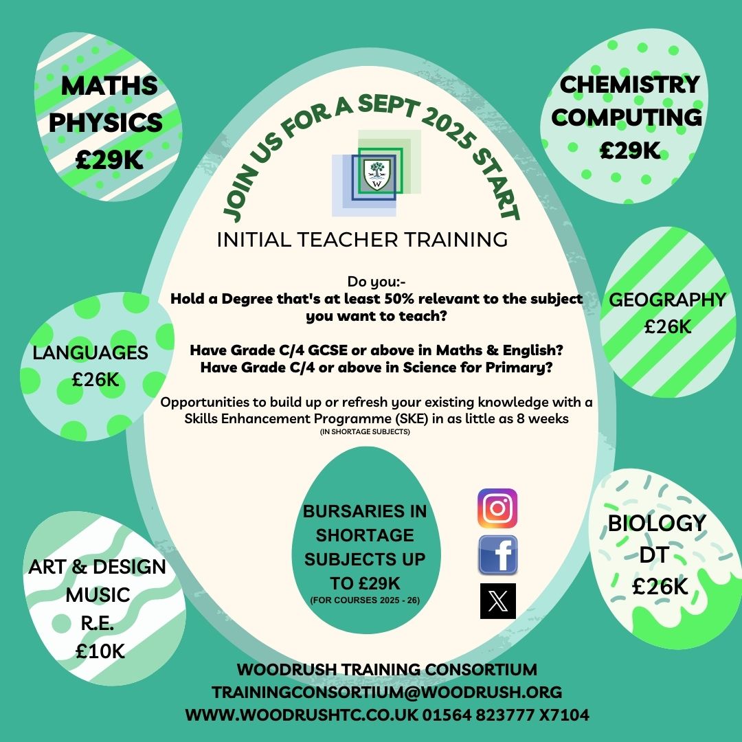 Woodrush Training Consortium (@woodrushtc) on Twitter photo HOP TO IT 🐰📷<a href="/getintoteaching/">Teaching</a>
<a href="/UWPGSEC/">University of Worcester - PGCE Secondary course</a>
<a href="/UWprimary/">Primary Teaching at Worcester</a>
<a href="/WarwickCTE/">WarwickCTE</a> HOP TO IT 🐰📷<a href="/getintoteaching/">Teaching</a>
<a href="/UWPGSEC/">University of Worcester - PGCE Secondary course</a>
<a href="/UWprimary/">Primary Teaching at Worcester</a>
<a href="/WarwickCTE/">WarwickCTE</a>