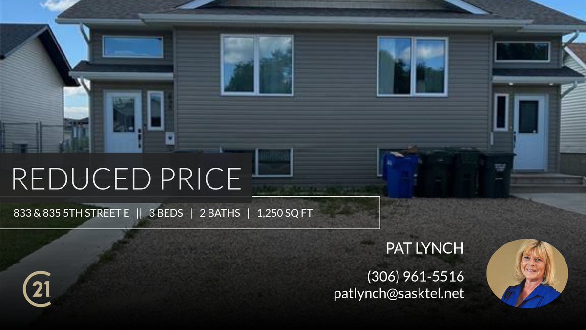 C21PrinceAlbert's tweet photo. 📍 Reduced Price 📍 This recently reduced home at 833 &amp; 835 5th Street E in Prince Albert won't last long, so, don't wait to set up a showing! Reach out here or at (306) 961-5516 for more information!

Pat Lynch- REALT... https://t.co/AQmdeRLonS https://t.co/djQPiEnD9a