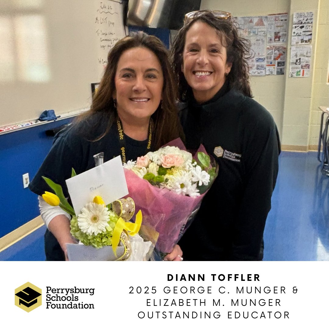 pburgfoundation's tweet photo. Congrats to Diann Toffler, this year's George C. Munger &amp; Elizabeth M. Munger Outstanding Educator Award recipient!
Diann is an Intervention Specialist at Perrysburg High School. PSF Board Member, Robin Laird surprised her with the news!
Thanks for ALL you do, Mrs. Toffler! https://t.co/EPBgoFpkkm