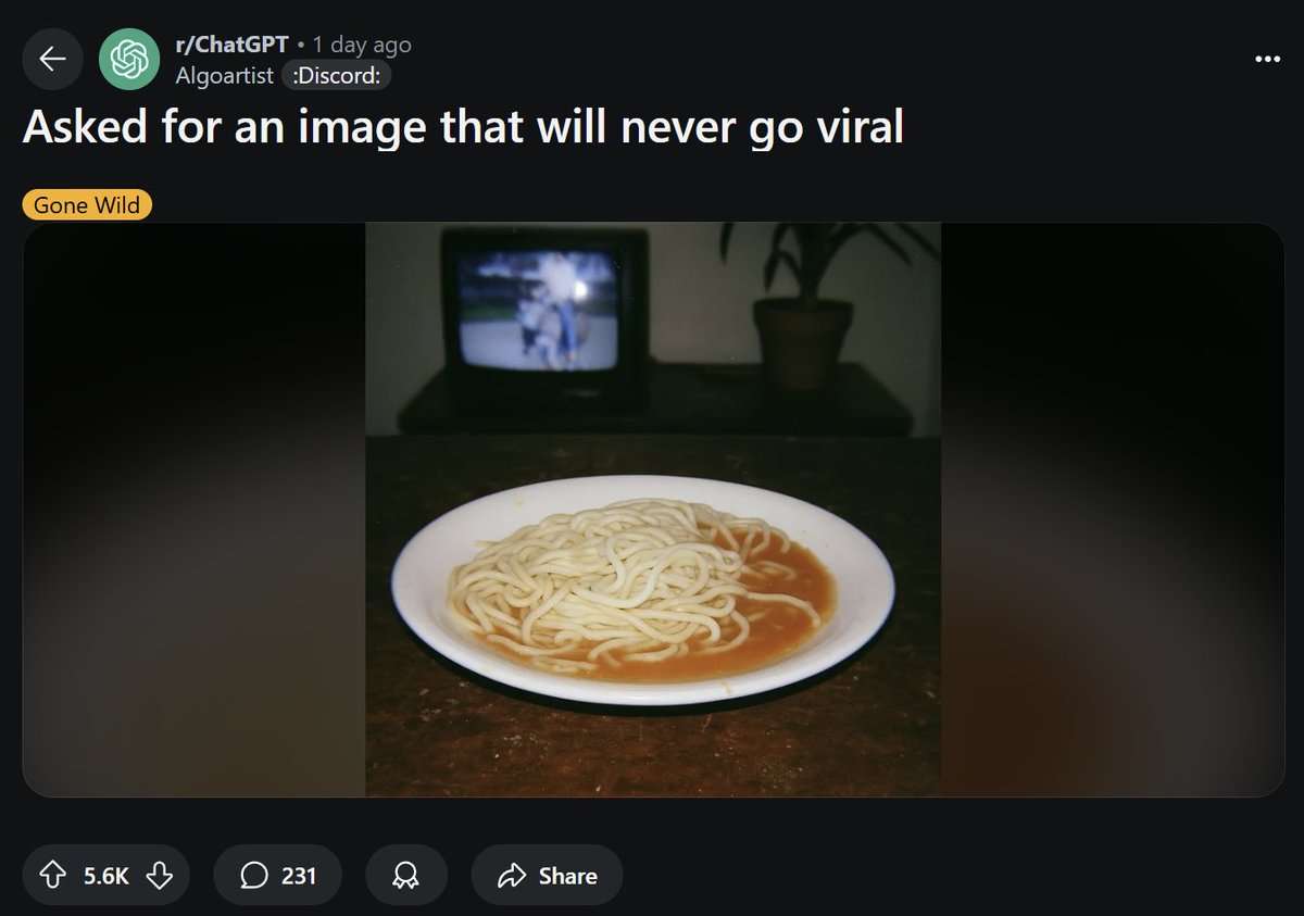 DegenVcap's tweet photo. #NOTVIRAL
Thesis:
- People want to prove AI prediction is wrong and show humans have more control. So, we will do the opposite of what the AI predicts.
- Could gain traction since normies and tech bros might join in.
- Good amount of upvotes on ChatGPT reddit.
- Pizza looks plain AF.
Could be a juicerr if big names push it harder. Literally moon or dust since degens these days are just following KOL wallet instead of using their own brains.
GaBiK8o4v8T2BNWCnSGCNh5sCsWcAyBU6wTYRedWpump