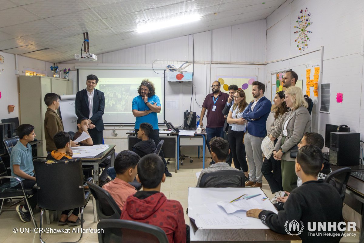 ZaatariCamp's tweet photo. #EU diplomats met refugees in #Zaatari today to learn more about their lives and hopes. 
The delegation also saw in action assistance provided for refugees by #UN and other camp partners. https://t.co/XgtEKanjck
