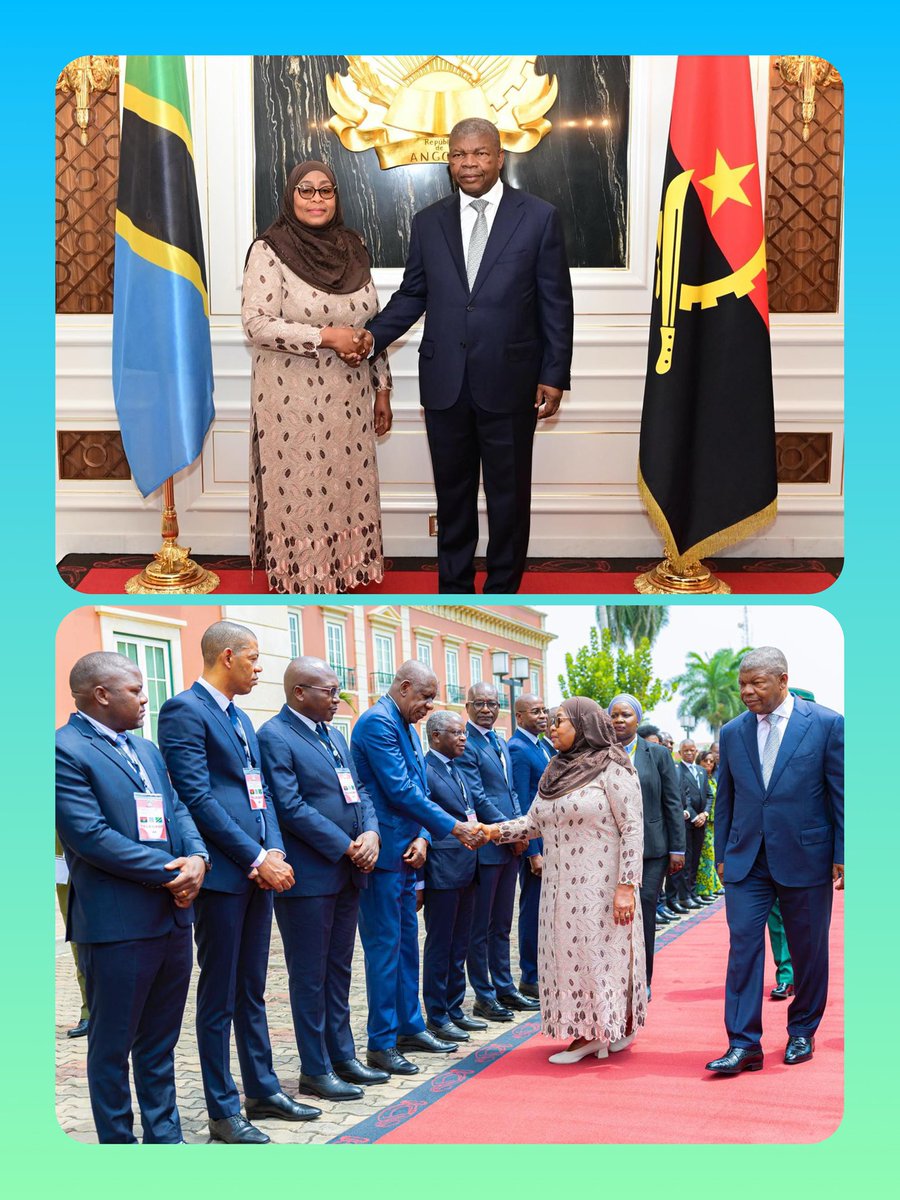 Sat_Media_'s tweet photo. Rais wa Jamhuri ya Muungano wa Tanzania, Mhe. Dkt. Samia Suluhu Hassan akipokelewa na mwenyeji wake Rais wa Jamhuri ya Angola Mhe. Mhe. João Manuel Gonçalves Lourenço mara baada ya kuwasili katika Ikulu ya Luanda nchini Angola tarehe 08 Aprili, 2025.
#SatMediaUpdates #angola https://t.co/7YNWzS0UnH