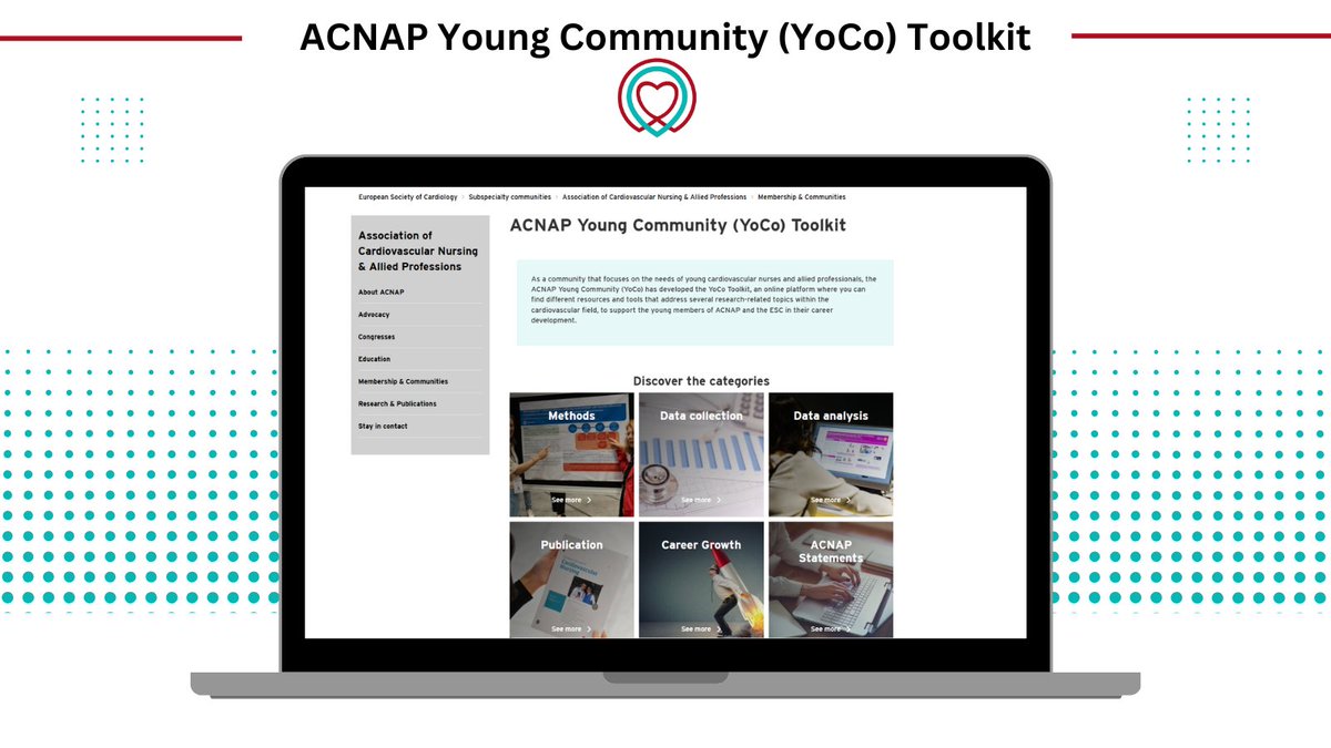 Have you heard about #ACNAP Young Community? 

Its focus is on the needs of young #nurses and #alliedprofessionals and recently, they developed a toolkit, an online platform where you can find resources for your career development ⬇️

escardio.org/Sub-specialty-…