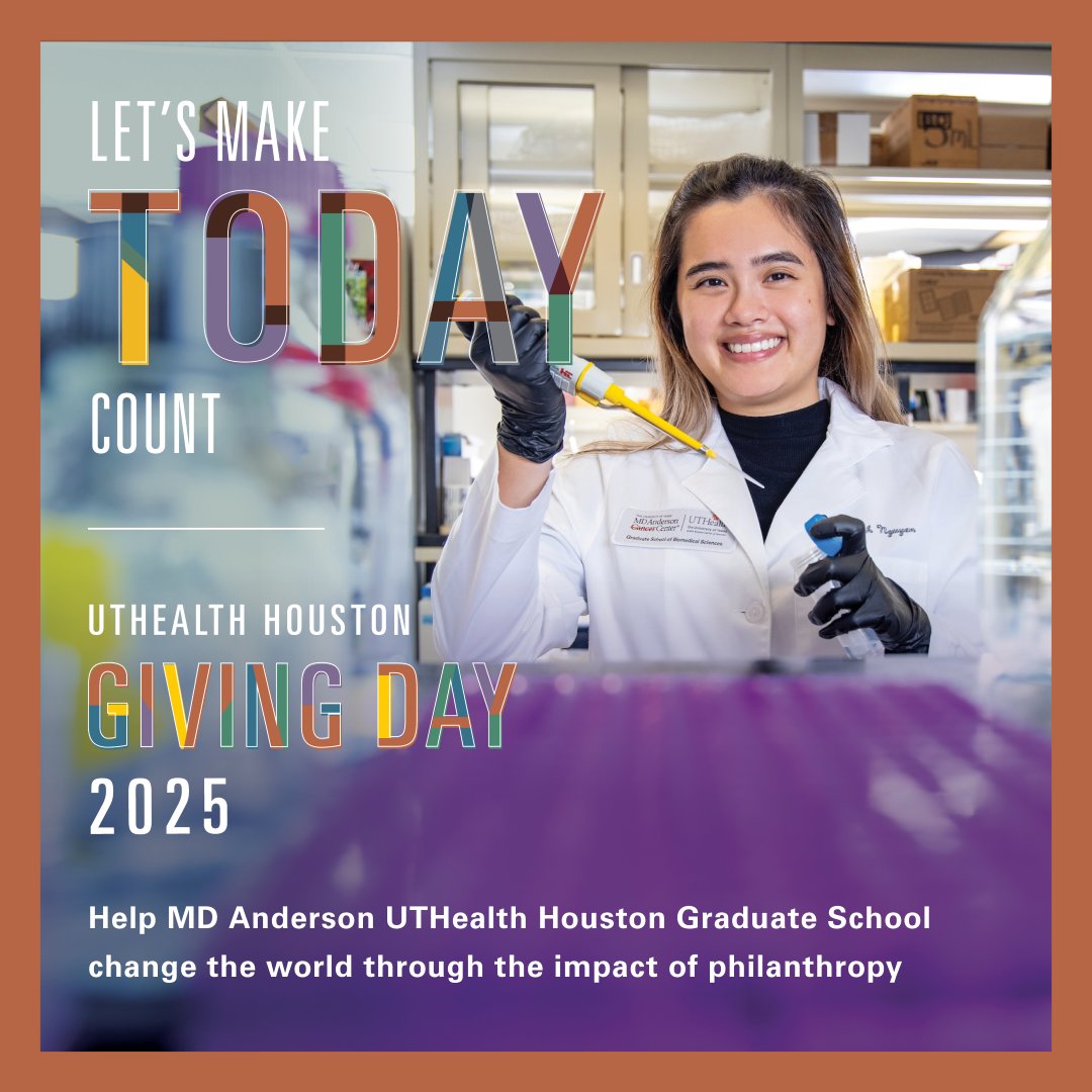 Today is #UTHealthHoustonGivingDay and we’re on a mission to make a big impact in a short time! Whether you’re giving or cheering us on, every action helps us transform the future of biomedical science. Let’s make a difference together at go.uth.edu/GDGSBS25!