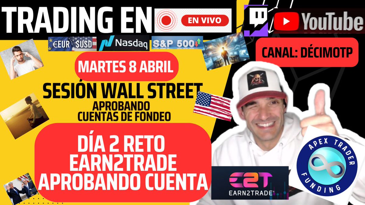 DecimoTP's tweet photo. Buen martes 🧠TRADERS 

Estamos en 🔴VIVO
Sesión 🇺🇸NY - NQ / SP500

📢Día 2 RETO EARN2TRADE
Aprobando cuenta 50k

#trading #trader https://t.co/vikYu3VPIH