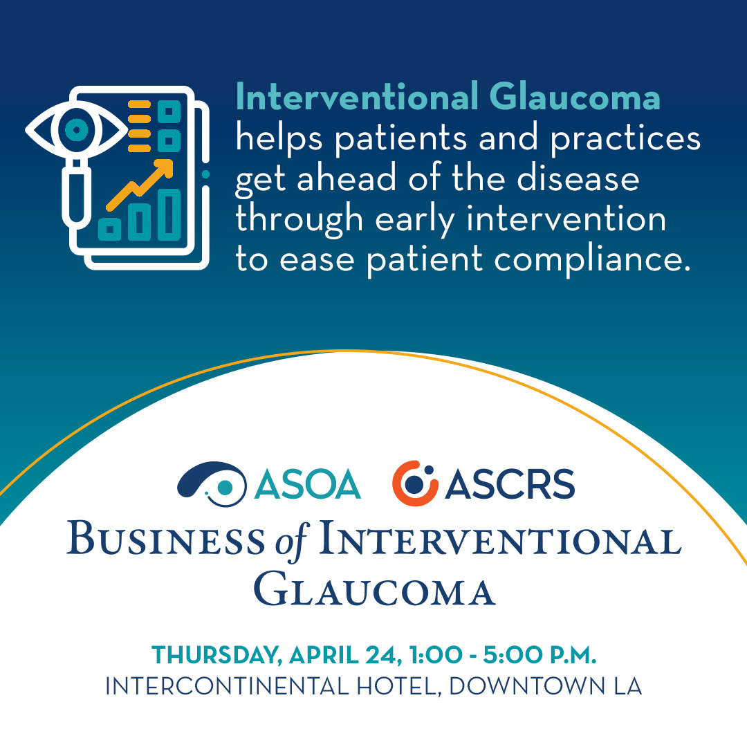The Business of Interventional Glaucoma program on April 24 will provide #ophthalmology professionals the tools and strategies needed to effectively manage and grow #interventionalglaucoma services. 

Register now ➡️ bit.ly/ASOABIG #ASOA #ophthalmologists #glaucoma