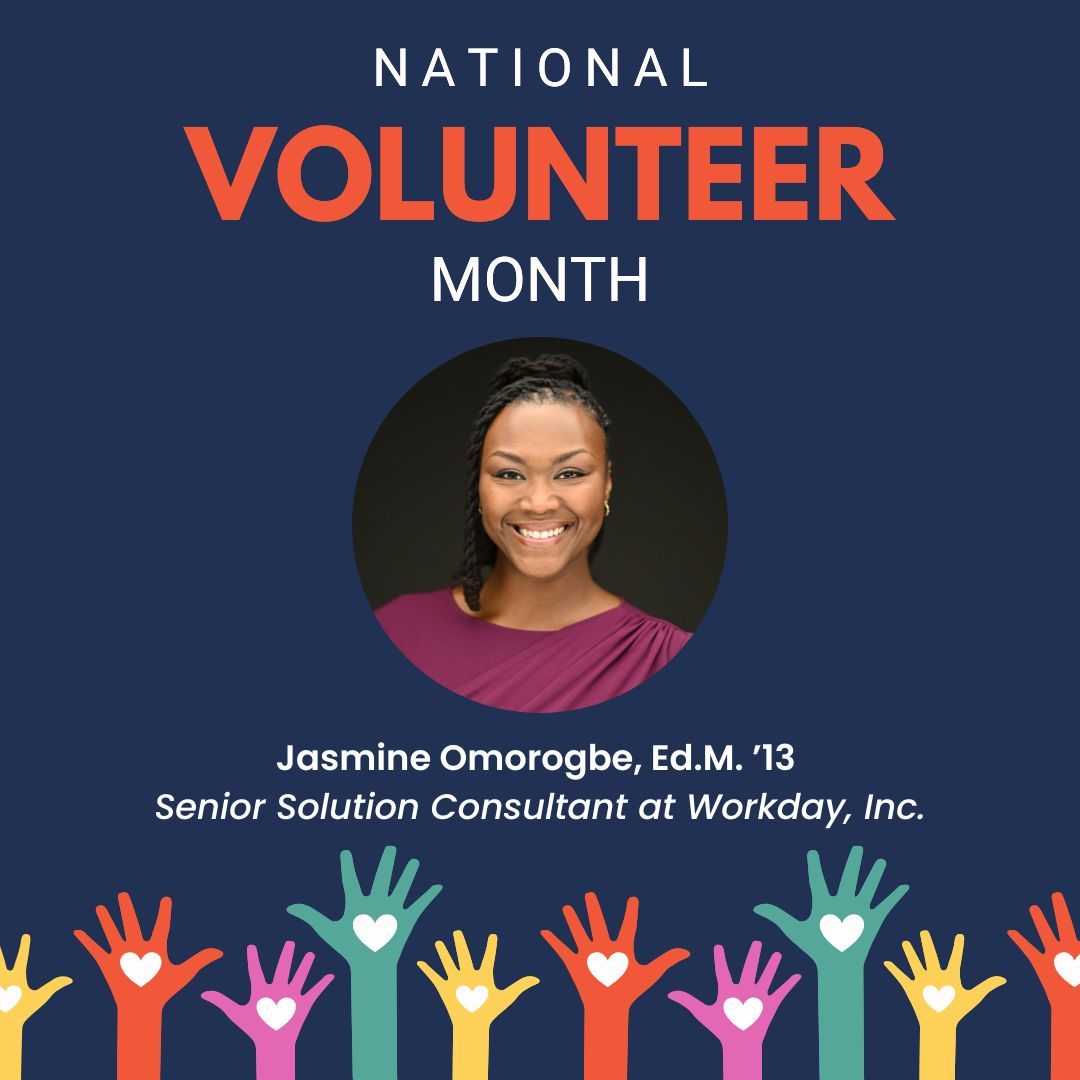 hgse_alumni's tweet image. Our next #NationalVolunteerMonth spotlight is Jasmine Omorogbe, Ed.M. &apos;13! Jasmine serves as an Alumni Admissions Ambassador for the Philadelphia region. #hgse #hgsealumni #harvardeducation @harvardeducation