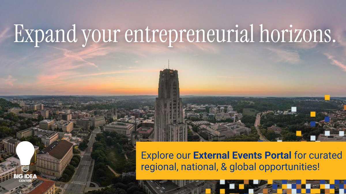 pittbigidea's tweet image. Take your entrepreneurial potential to Pittsburgh and beyond! π‘π We've curated a list of upcoming innovation and entrepreneurship events in the region, across the nation, and around the world for you to explore!
Access our External Events Portal: hubs.li/Q02VqcCx0