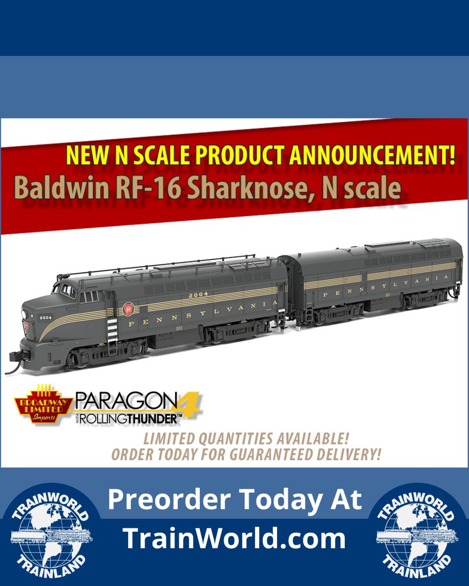 Trainworld's tweet photo. Stay on your toes and clear the water, the @BLITrains N Scale Sharknose Locomotives are on the way! 🦈 

PreOrder today at https://t.co/1RAdwL6qNr! https://t.co/hUNDyotXks

#broadwaylimited #nscale #RF16 #sharknose #preorder #trainworld #trainland #modeltrains #trains #modeltrain #modeltrainlayout #modeltrainhobby #railfan #toytrain #toytrains #trainset #trainsets #ridewithtrainworld