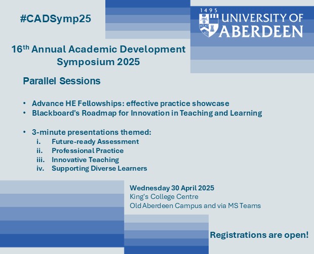 Come and listen to one, or a couple, of #CADSymp25 Parallel sessions. Wide range of topics means there will be something for everyone with built in time to switch rooms half way through, if desired. 
UoA colleagues please sign up to attend here brnw.ch/21wRRib