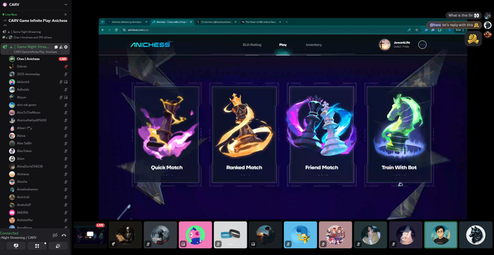 jesusislord's tweet photo. Hallelujah! 
Amazing game night vibes with @carv_official and @YGGPilipinas with 1K+ audience all trying out @AnichessGame and completing questing at the same time! 

Markets been lame
Gamers still game https://t.co/numop6qZQi