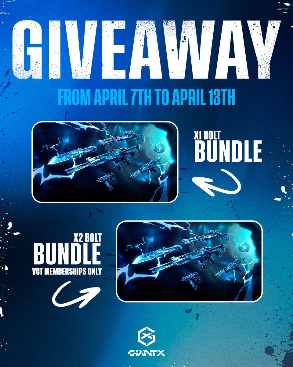 GIANTX VALORANT (@giantxvalorant) on Twitter photo 🚨BOLT BUNDLE GIVEAWAY🚨
To participate:
👤 Follow <a href="/GIANTXVALORANT/">GIANTX VALORANT</a>
🔁 RT and like this post.
💬 Tag a friend.
If you buy our GX VCT Bundle and join our VCT Membership you will enter in a EXCLUSIVE giveaway with two more BOLT Bundles!
Join the membership below 👇 🚨BOLT BUNDLE GIVEAWAY🚨
To participate:
👤 Follow <a href="/GIANTXVALORANT/">GIANTX VALORANT</a>
🔁 RT and like this post.
💬 Tag a friend.
If you buy our GX VCT Bundle and join our VCT Membership you will enter in a EXCLUSIVE giveaway with two more BOLT Bundles!
Join the membership below 👇