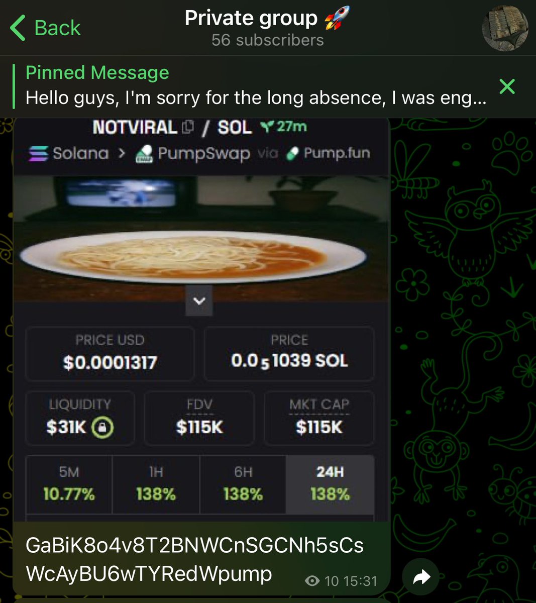 Solson120's tweet photo. Most recently, we closed a 2.7x deal with the guys on the $NOTVIRAL token! If you want to make a good profit with us, just write to me ✉️
CA: GaBiK8o4v8T2BNWCnSGCNh5sCsWcAyBU6wTYRedWpump
#NOTVIRAL
#บิววราภรณ์ #TheWhiteLotus #solanamemecoin #memecoin1000x #altcoinspump #Trump https://t.co/8D3boAdnTZ
