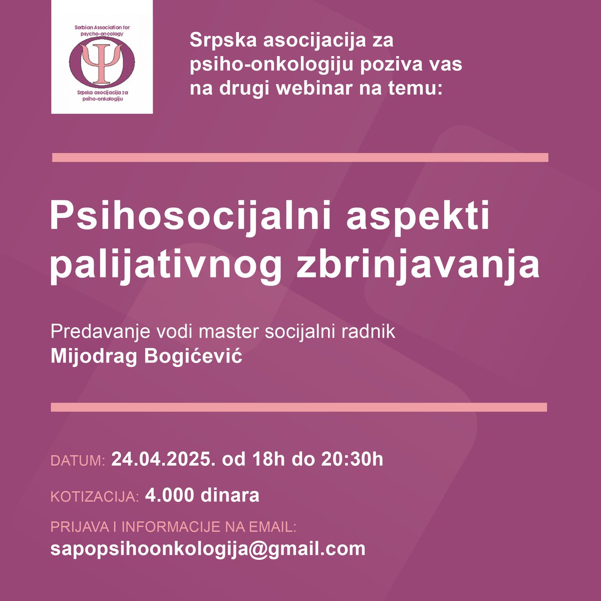 MijodragB's tweet photo. Važna i veoma interesantna tema, posebno u kontekstu psiho-onkologije. Prijavite se!!! https://t.co/wRj5f5GWEr