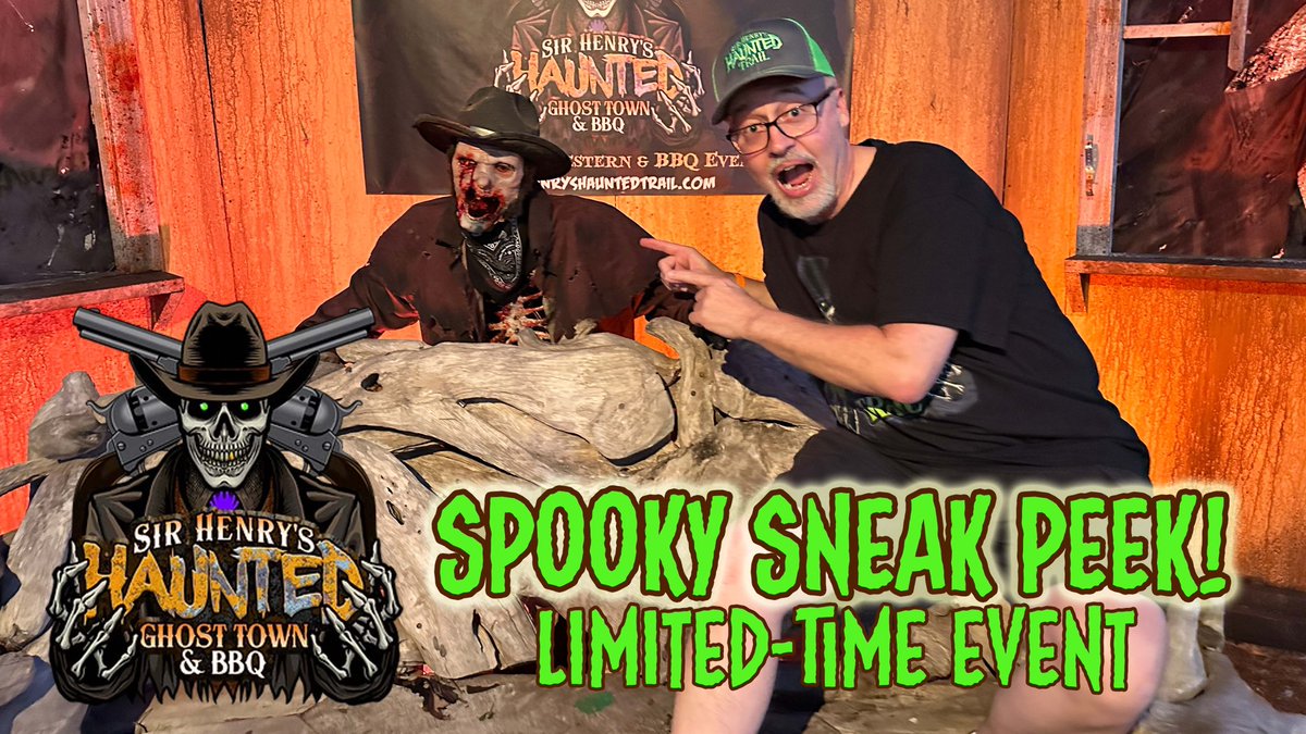 jimorear's tweet image. Saddle up for a spine-chilling, sneak peek tour through Sir Henry's Haunted Ghost Town &amp;amp; BBQ in this video!! youtu.be/4hOGXQo1sXM

#SirHenrysHauntedTrail #GhostTown #WildWest #HauntedAttraction #Cowboys #HauntedGhostTown #Haunt #BBQ #Horror #Spooky @sirhenryhaunt