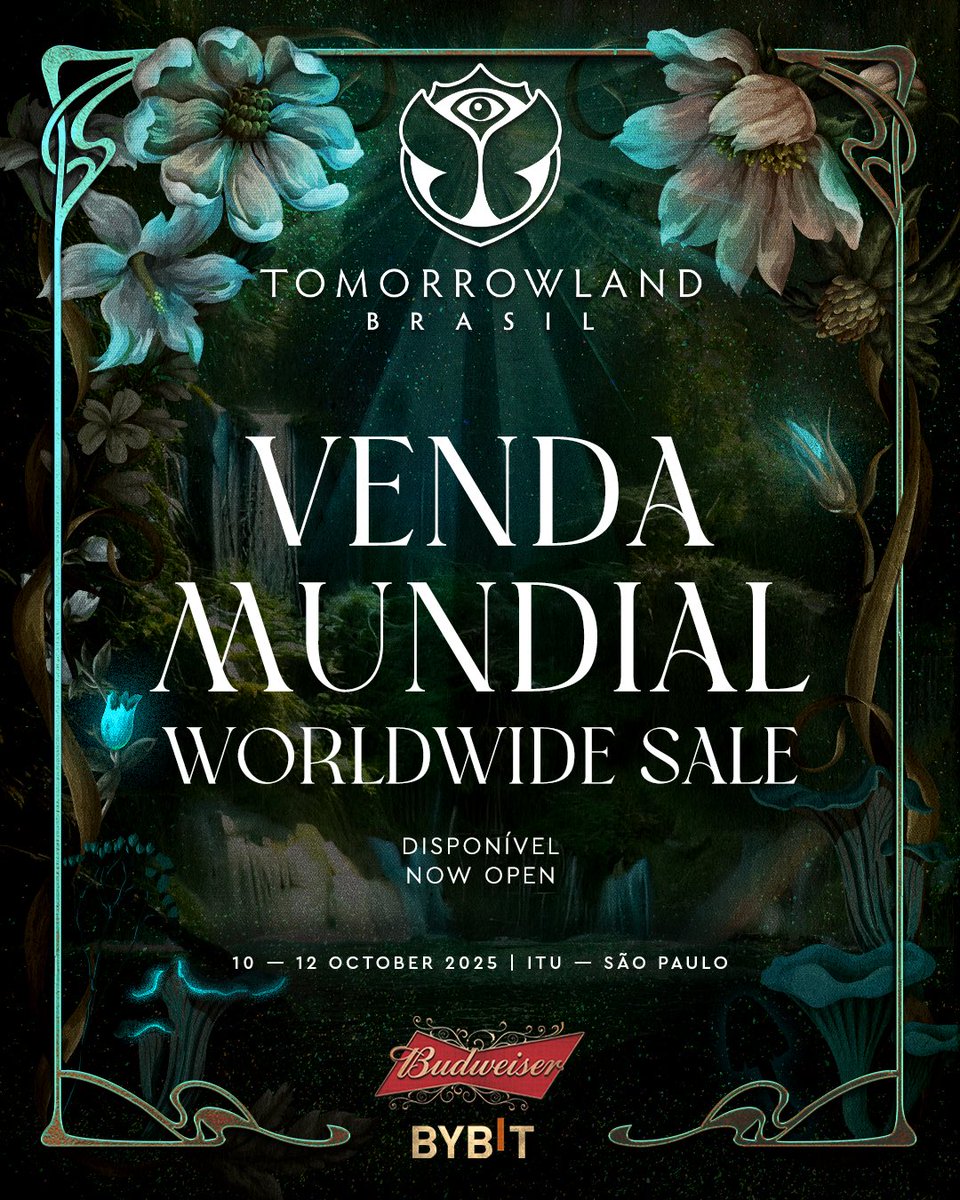 TMLBrasil's tweet photo. A Venda Mundial de Ingressos do Tomorrowland Brasil 2025 está aberta! Clique no link da sua Tomorrowland Account para entrar na loja de ingressos: https://t.co/bvicnoUWhf https://t.co/7axWMdJhMX