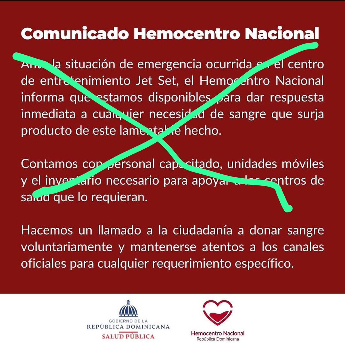 Un comunicado más preocupado de decir que están en capacidad de atender una tragedia y no de llamar a la gente a donar. 

Así que les ahorro los primeros dos párrafos y, si usted puede, done sangre.🩸