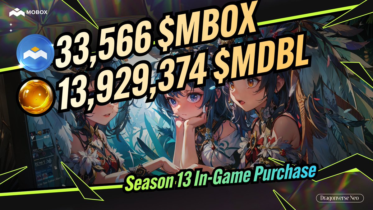 Season 13 has officially sailed into the sunset! ⛵️  

During our 12-day voyage together, our community has marked the milestones:  
🔥 33,566 $MBOX consumed
🔥 13,929,374 $MDBL consumed

It is the first time that $MBOX fully integrated across the entire Dragonverse Neo