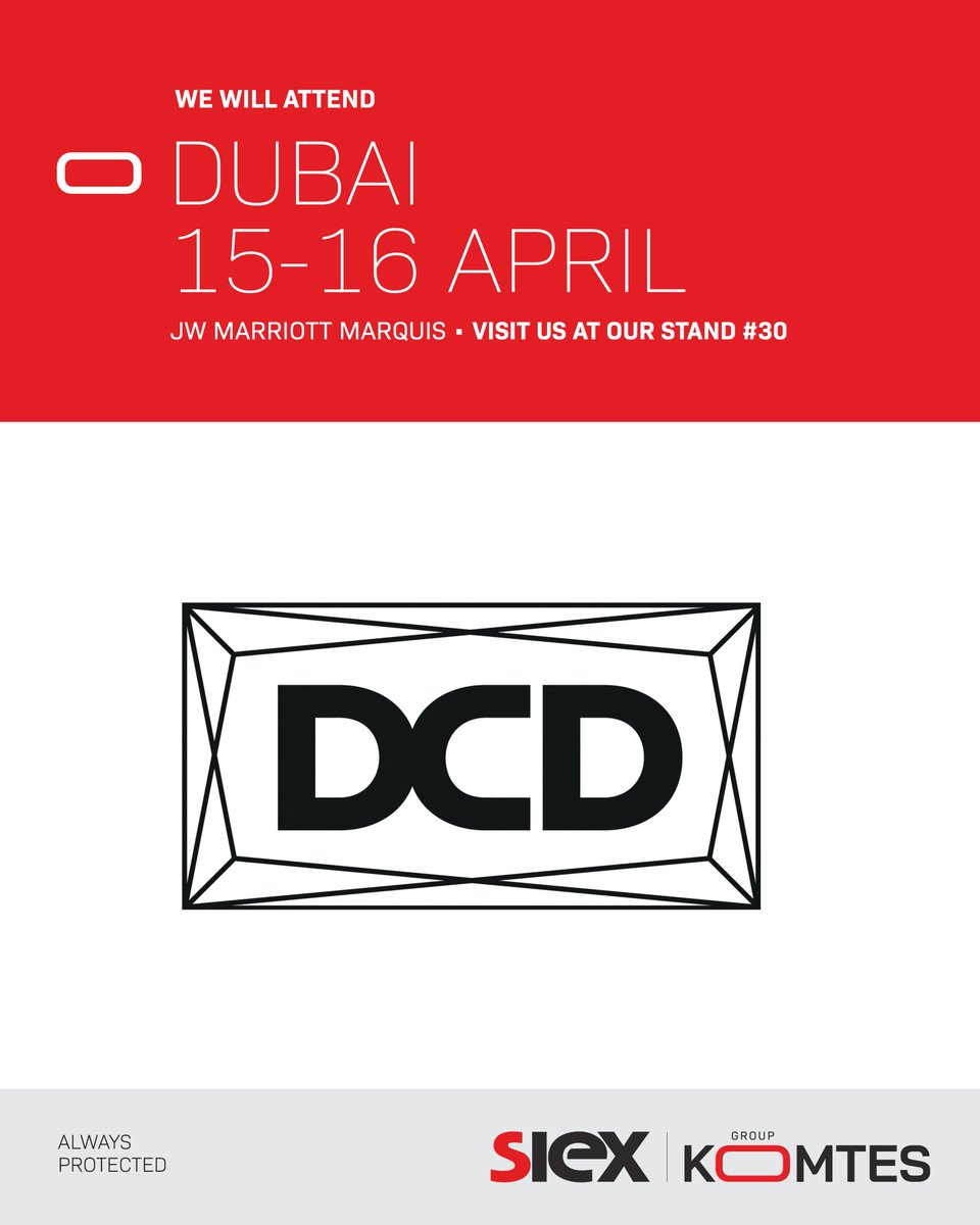Komtes Group | Fire Protection Innovation (@komtesgroup) on Twitter photo 𝗦𝗔𝗩𝗘 𝗧𝗛𝗘 𝗗𝗔𝗧𝗘
📅 April 15-16 | 📍 JW Marriott Marquis, Dubai | 🚩 Booth 30
The Data Center team at Komtes Group will be present at the upcoming edition of #DCDConnect in #Dubai
We look forward to seeing you at Booth 30! 𝗦𝗔𝗩𝗘 𝗧𝗛𝗘 𝗗𝗔𝗧𝗘
📅 April 15-16 | 📍 JW Marriott Marquis, Dubai | 🚩 Booth 30
The Data Center team at Komtes Group will be present at the upcoming edition of #DCDConnect in #Dubai
We look forward to seeing you at Booth 30!