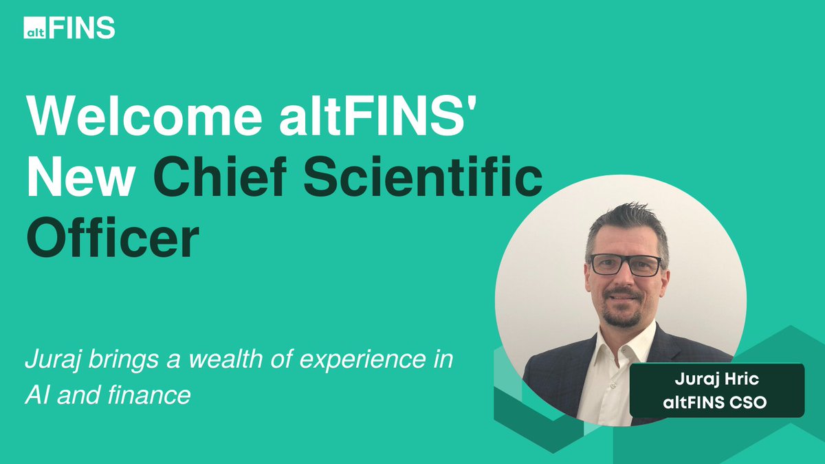 🚀 Exciting News from altFINS! 🚀

We're thrilled to announce the appointment of Juraj Hric as our new Chief Scientific Officer (CSO)! Juraj brings a wealth of experience in AI and finance, and his expertise will be crucial as we drive AI innovations in crypto trading. Expect