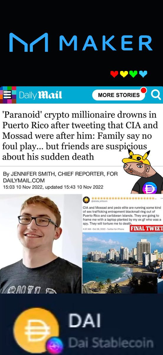 ❤️💛💚💙

🕯️ R.I.P. Nikolai.

Nikolai was the co-founder of MakerDAO, which mints $DAI stablecoin.

DAI is a Decentralised Stablecoin, endogenous to the World Banking System.

If the PulseChain Pioneers are trying to build for a future where PulseChain #pDAI is $1, then the