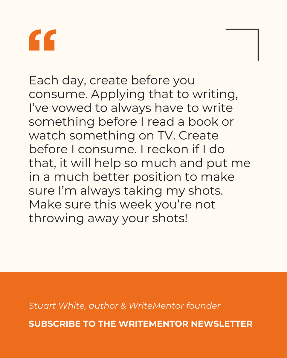 WriteMentor (@writementor) on Twitter photo In this week's WriteMentor newsletter, author & founder <a href="/StuartWhiteWM/">Stuart White</a> shares how he's striving to not throw away his shot in his #writinglife - and motivates fellow #writers to do the same.
Subscribe now to our free newsletter to read ↪️ writementor.substack.com In this week's WriteMentor newsletter, author & founder <a href="/StuartWhiteWM/">Stuart White</a> shares how he's striving to not throw away his shot in his #writinglife - and motivates fellow #writers to do the same.
Subscribe now to our free newsletter to read ↪️ writementor.substack.com