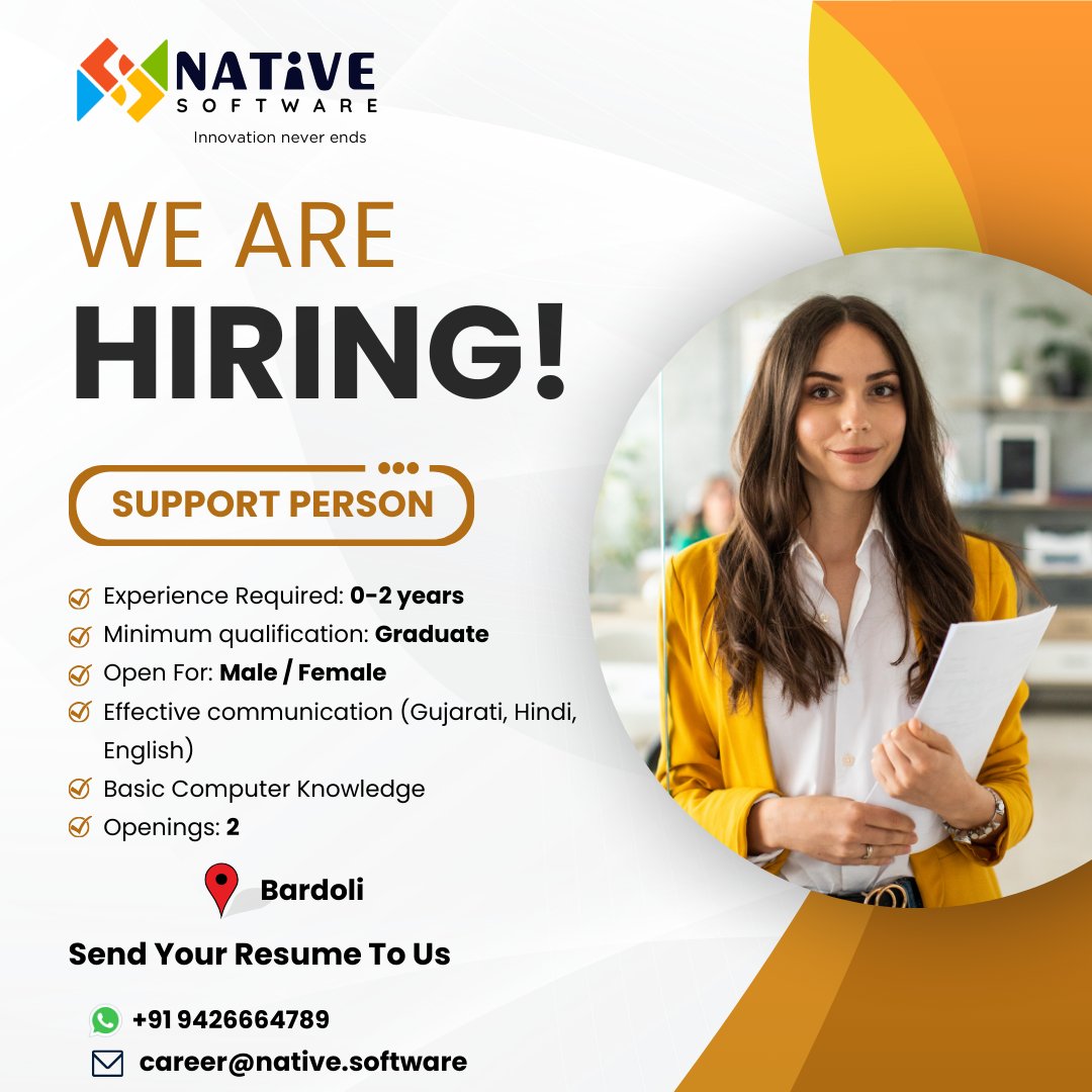 nativesoftwares's tweet photo. π We're Hiring! π
Join Our Team as a Support Person!!ππ»
If you're driven, passionate, and ready to grow, we want you on board!π»
Apply now!
#Hiring #bardoli #JobOpportunity #JoinOurTeam #WebDevelopment #NativeDev #NativeTeam #NativeFamily #NativeSoftware #NativeSoftwareIndia https://t.co/7wPDTjBSrO