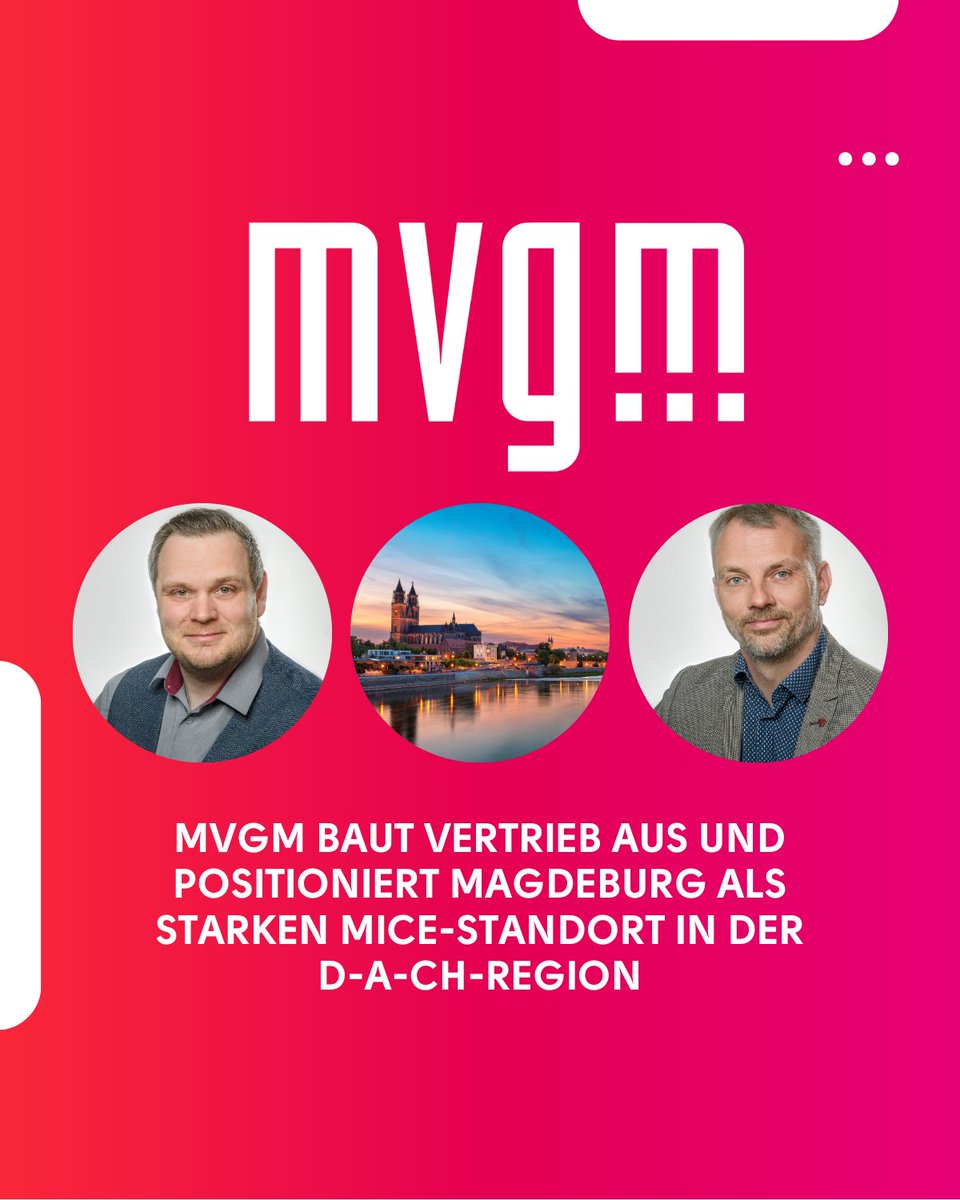 DeMvgm's tweet photo. 🔔 Neues Vertriebs-Team bei der MVGM!

Marcus Kropp &amp; Christian Cohn verstärken den Vertrieb – für mehr Sichtbarkeit Magdeburgs als MICE-Standort in der D-A-CH-Region.

Fokus: Kundenorientierung, neue Formate, starke Betreuung.

👉 https://t.co/gGhqMkwJ45

#MICE #Magdeburg #MVGM https://t.co/Nzi7asE8gG