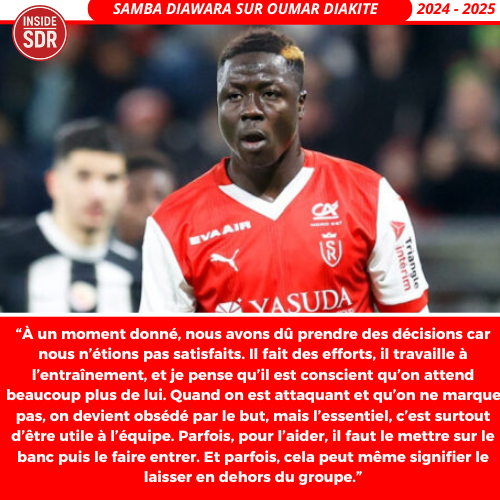 InsideSDR_'s tweet photo. 🔴⚪️ Samba Diawara sur Oumar Diakité : "Il doit en faire plus."
Le coach du SDR revient sans détour sur les choix forts concernant l'attaquant. Entre attentes, efforts à l'entraînement et décisions difficiles… 🗣️💬
#SDR #Ligue1 #Reims #Diakité https://t.co/tOBPYlPSvw