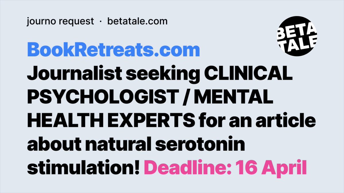 Betatale's tweet photo. ๐จ If this is you please DM or email michael@betatale.com for your chance to share your insights and be featured in a global publication! ๐
#Psychology #MentalHealth #PhD #PsyD #MentalHealthMatters #MentalWellness
@APA @BPSOfficial https://t.co/b5K3f8KNcp